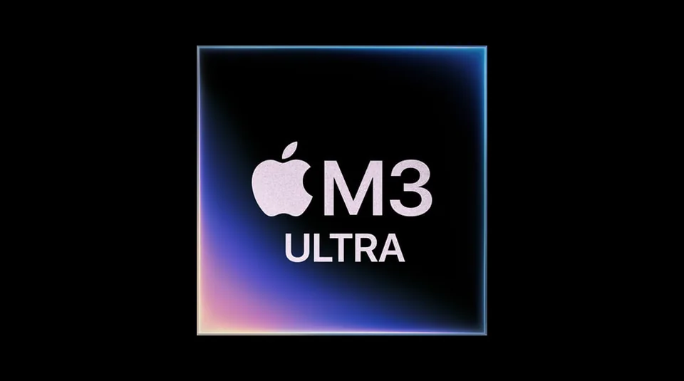 Official Apple M3 Ultra silicon artwork, not a physical-chip photograph