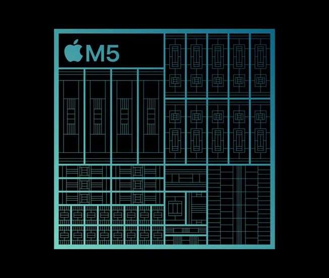 Official Apple M5 silicon layout illustration, not a physical-chip photograph