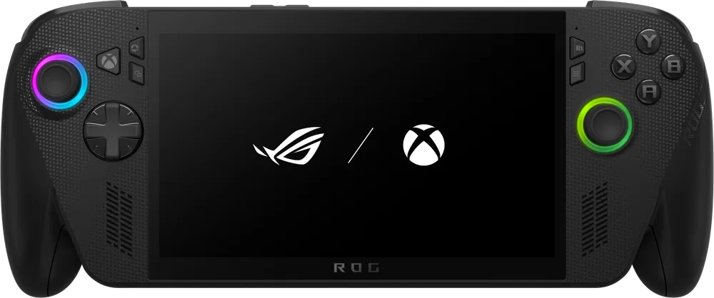 Official ASUS render of the black ROG Xbox Ally X handheld with its built-in controls and display.