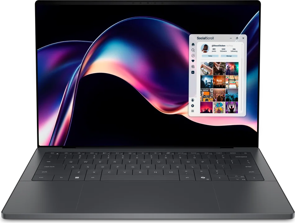 Dell XPS 14 DA14260 with OLED display in Graphite, open front view
