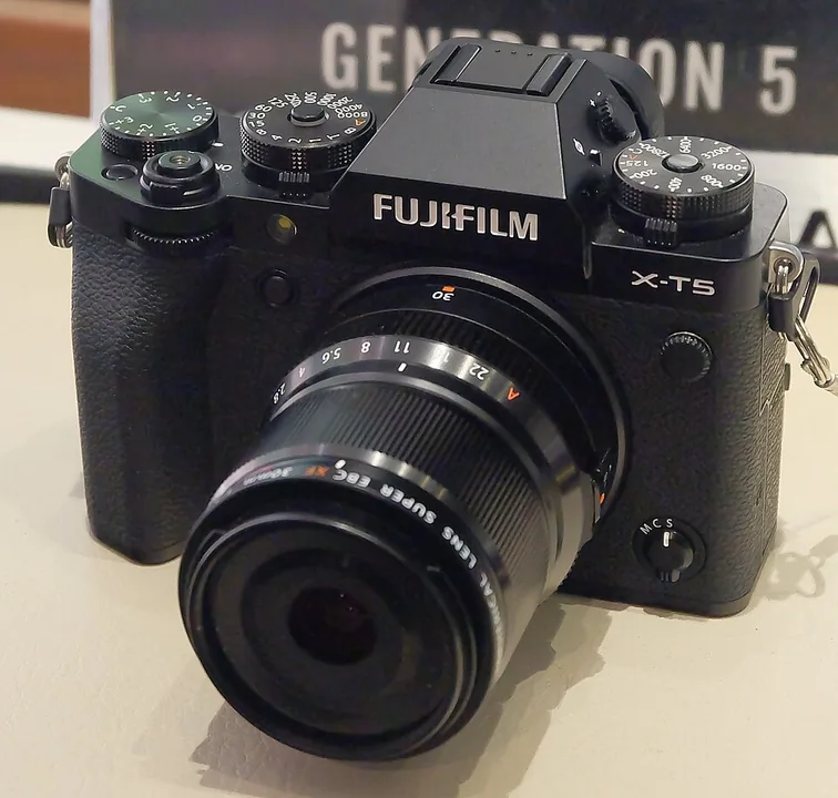 Fujifilm X-T5 camera with lens