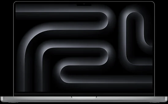 16-inch MacBook Pro, open front view in space black