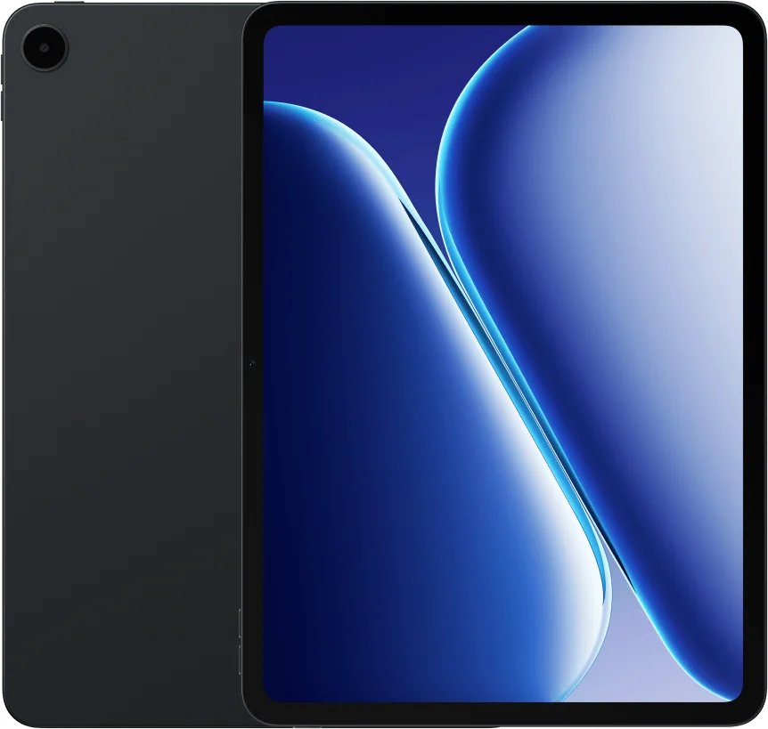 Front and back of the OnePlus Pad Go 2 in Shadow Black