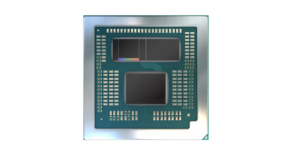 AMD Ryzen 9 7945HX3D mobile processor physical BGA package render