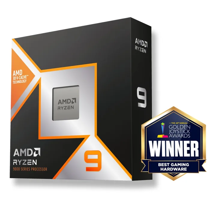 AMD Ryzen 9 9000X3D retail box with award badge